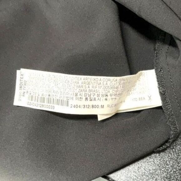 Zara Black Long Sleeve V Neck Belted Mini Dress Size Medium - Picture 9 of 12